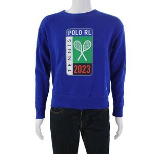 Polo Ralph Lauren Womens Crew Neck Polo RL 2023 Tennis Sweatshirt Blue Small